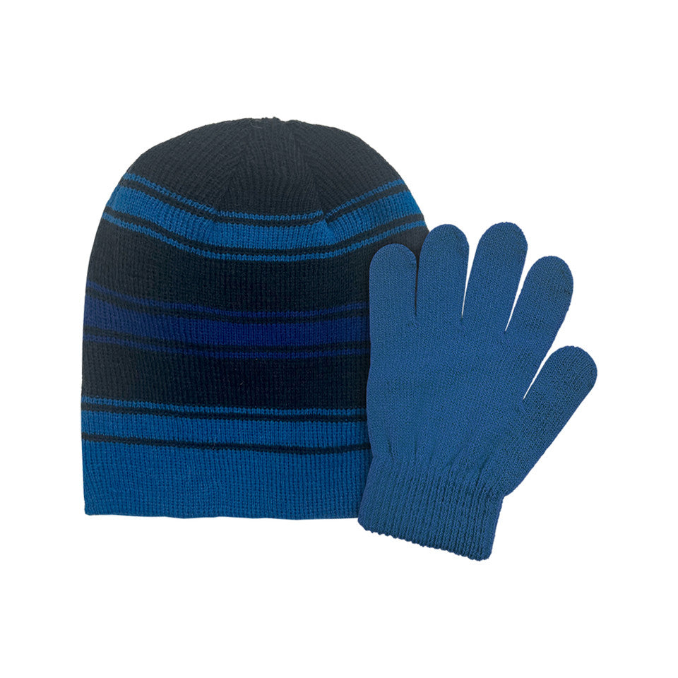ACRYLIC KNIT STRIPED SET - SIZE 8-16 BLUE