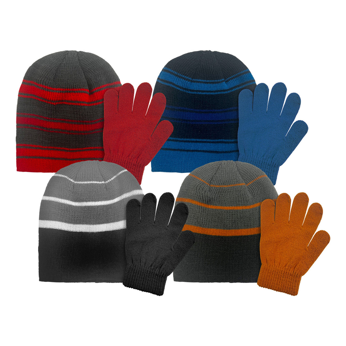 BOYS KNIT STRIPED SET - SIZE 4-7 -BLUE