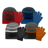 BOYS KNIT STRIPED SET - SIZE 4-7 -BLUE