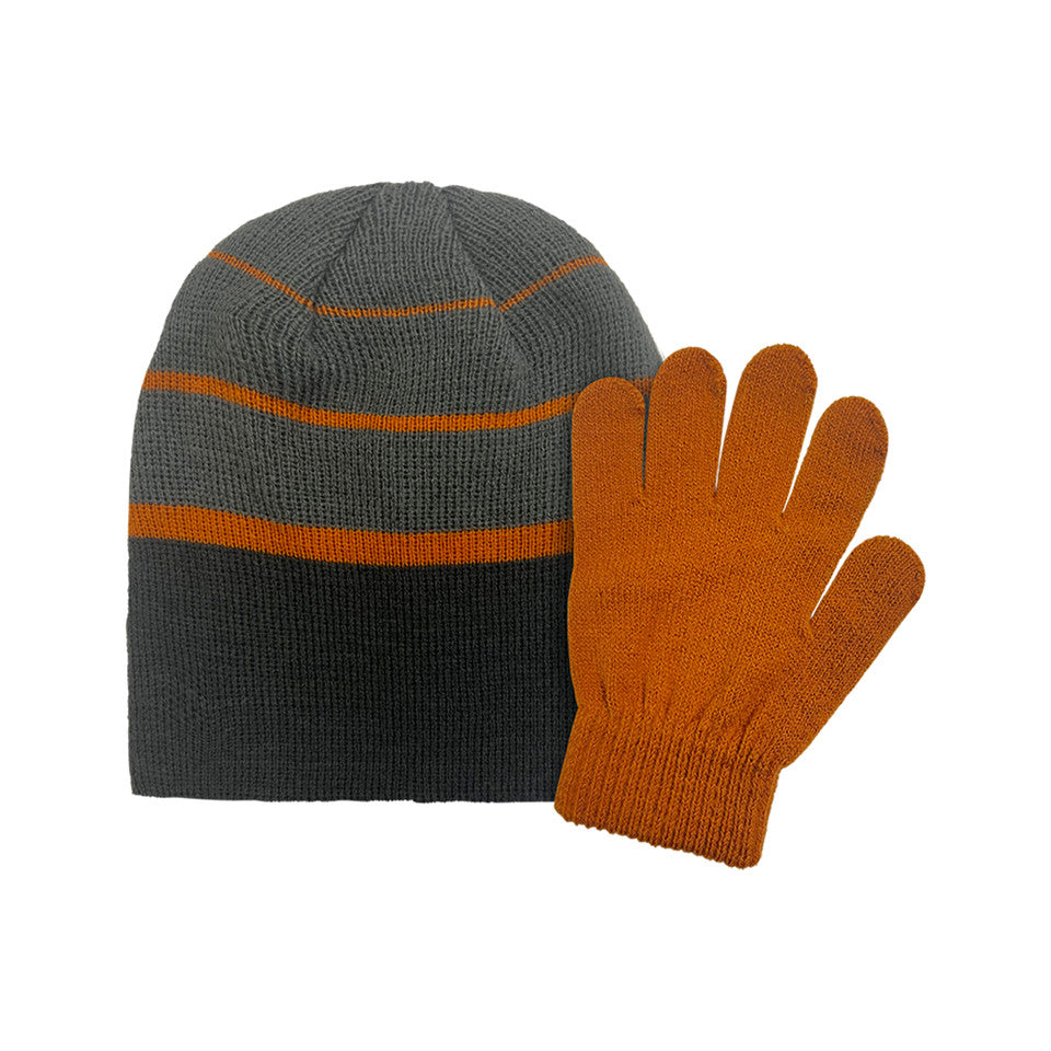ACRYLIC KNIT STRIPED SET - SIZE 8-16 ORANGE