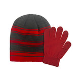 BOYS KNIT STRIPED SET - SIZE 4-7 -RED