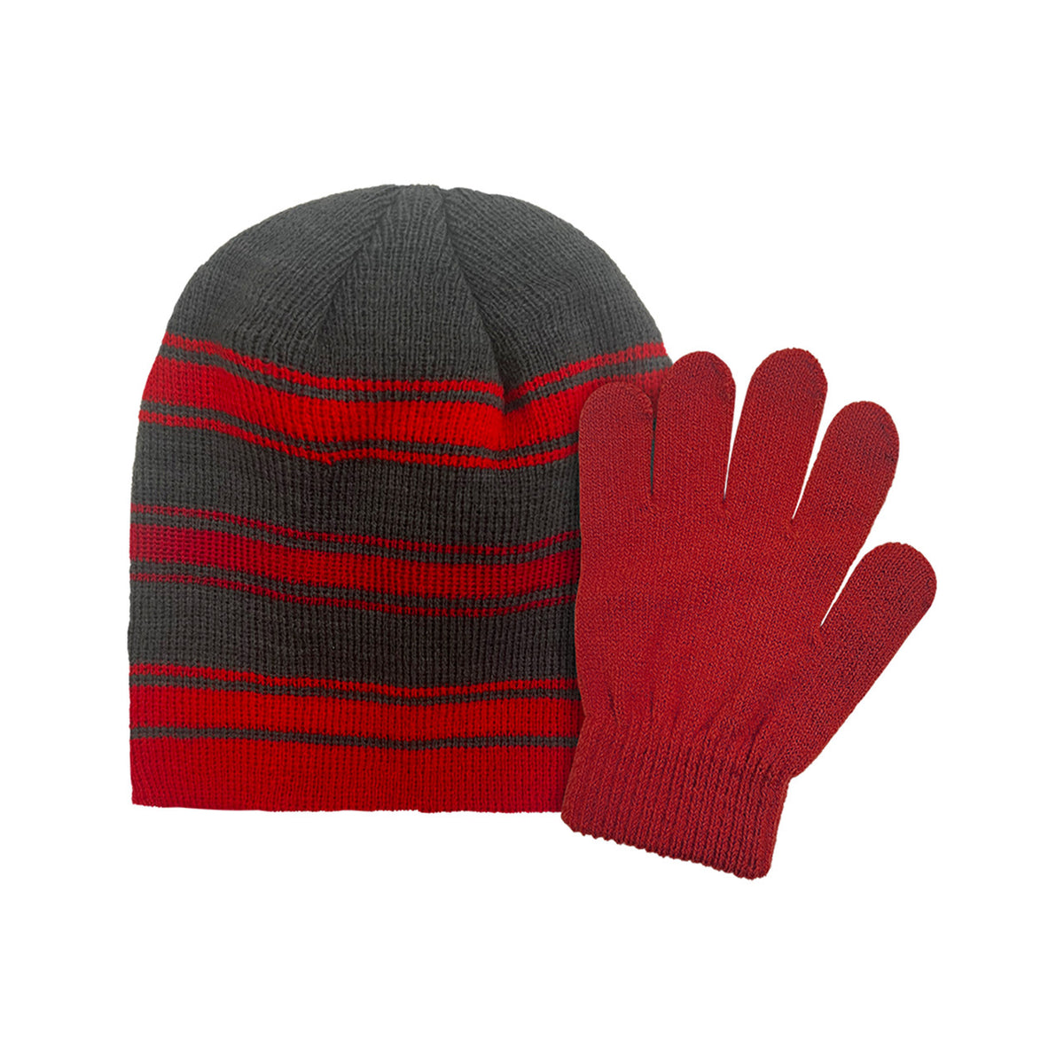 BOYS KNIT STRIPED SET - SIZE 4-7 -RED