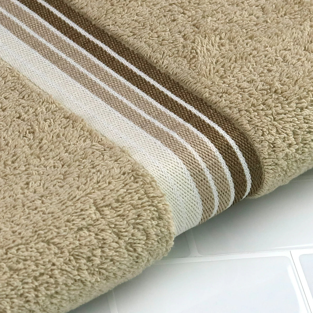 Bath Towel Ombre Stripe Valenjo Tan 27x52
