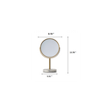 Aged Brass - 8" Marble Classic 360 Rotation Tabletop Vanity Mirror 1X/5X
