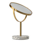 Aged Brass - 8" Marble Classic 360 Rotation Tabletop Vanity Mirror 1X/5X