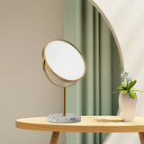 Aged Brass - 8" Marble Classic 360 Rotation Tabletop Vanity Mirror 1X/5X