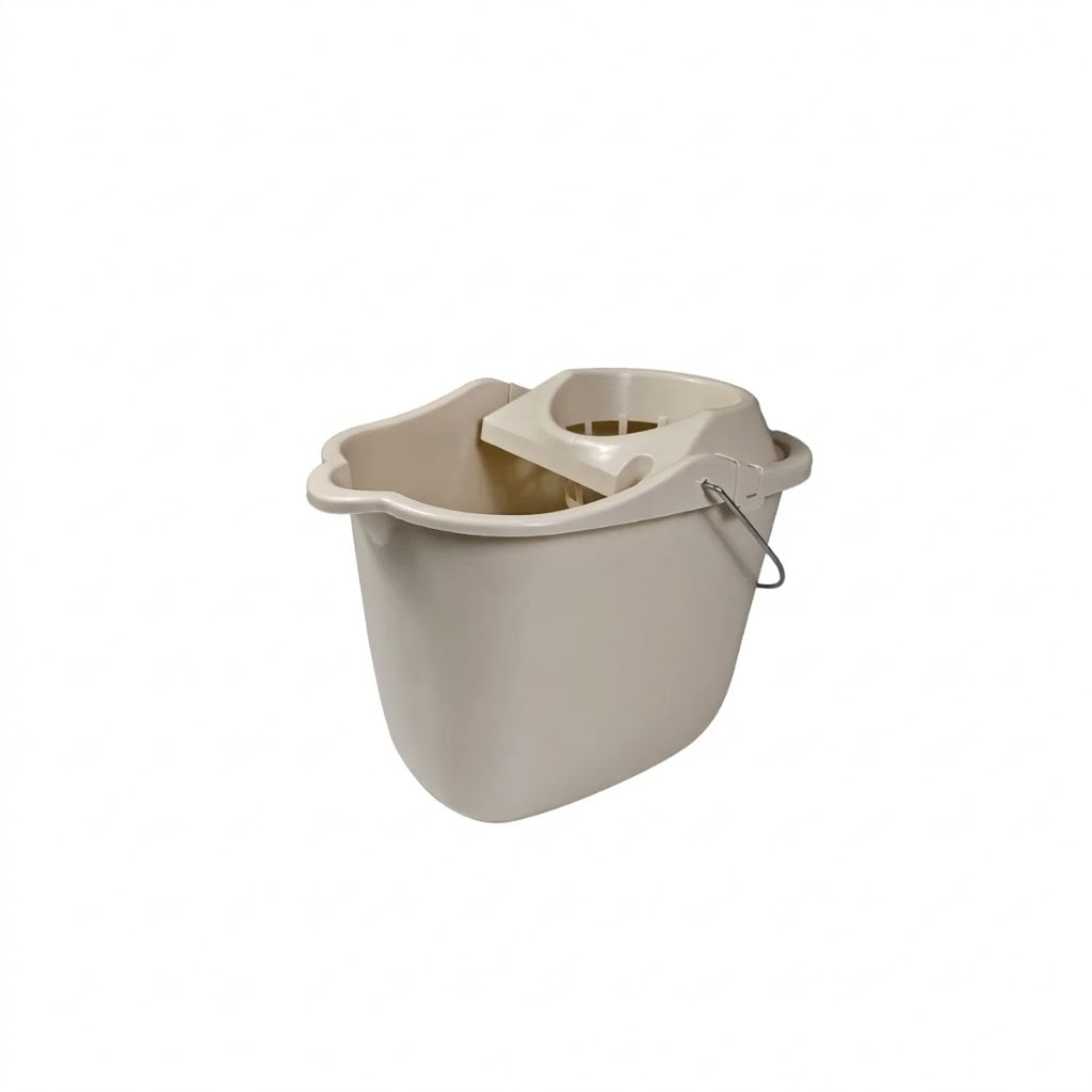 Cubo de fregona de plástico de 4 galones/15 litros con ruedas beige