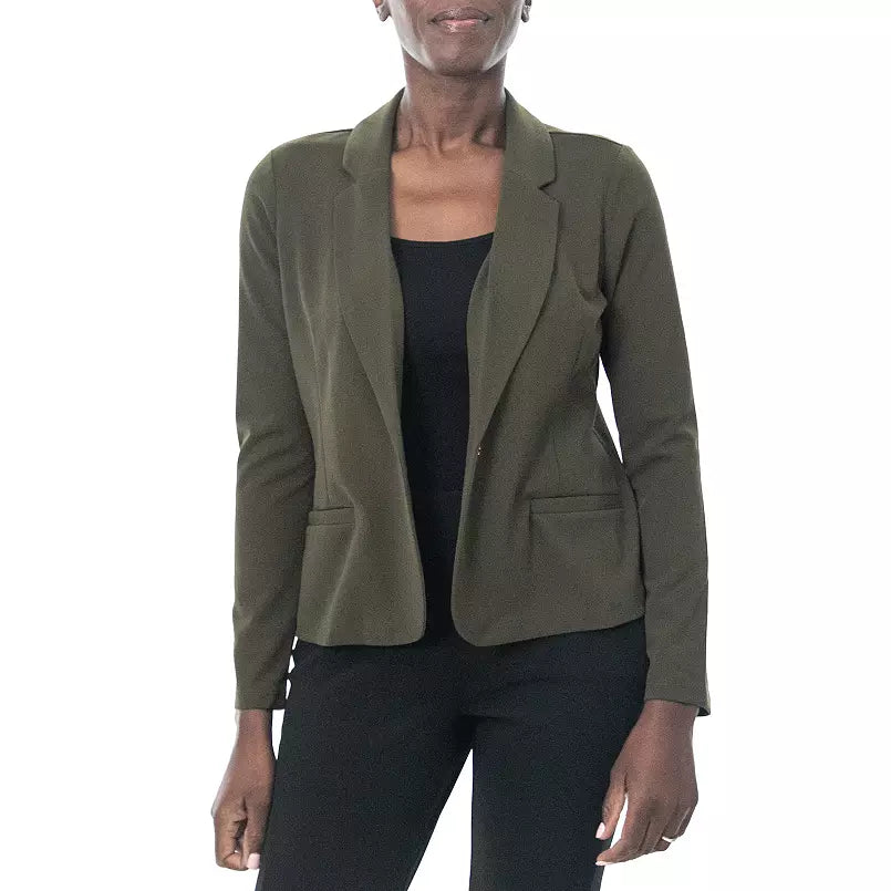 Blazer corto de manga larga verde oliva oscuro