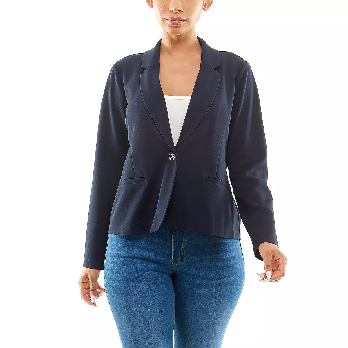 Blazer corto de manga larga azul marino - Nina Leonard