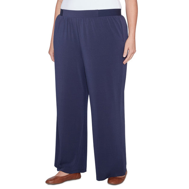 Plus Crepe Stretch Wide Leg Pants Navy- Ruby Rd X