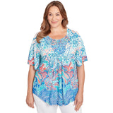 Camiseta con capa y estampado de paisley adornado talla grande en turquesa multicolor - Ruby Rd
