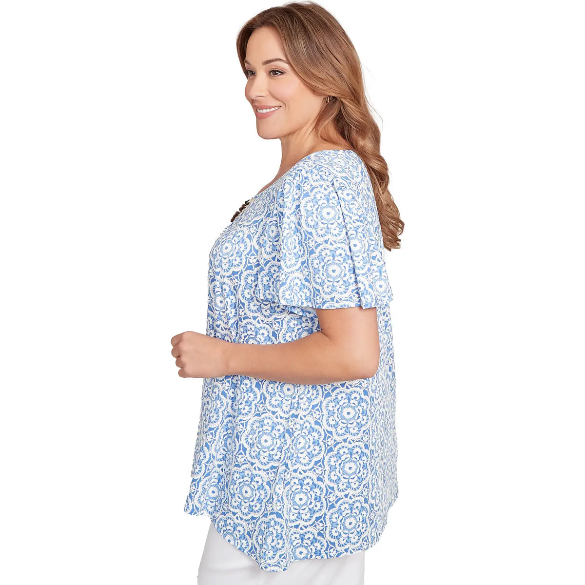 Playera Estampada Puff de Macramé con Cuentas Talla Grande    - Ruby Rd