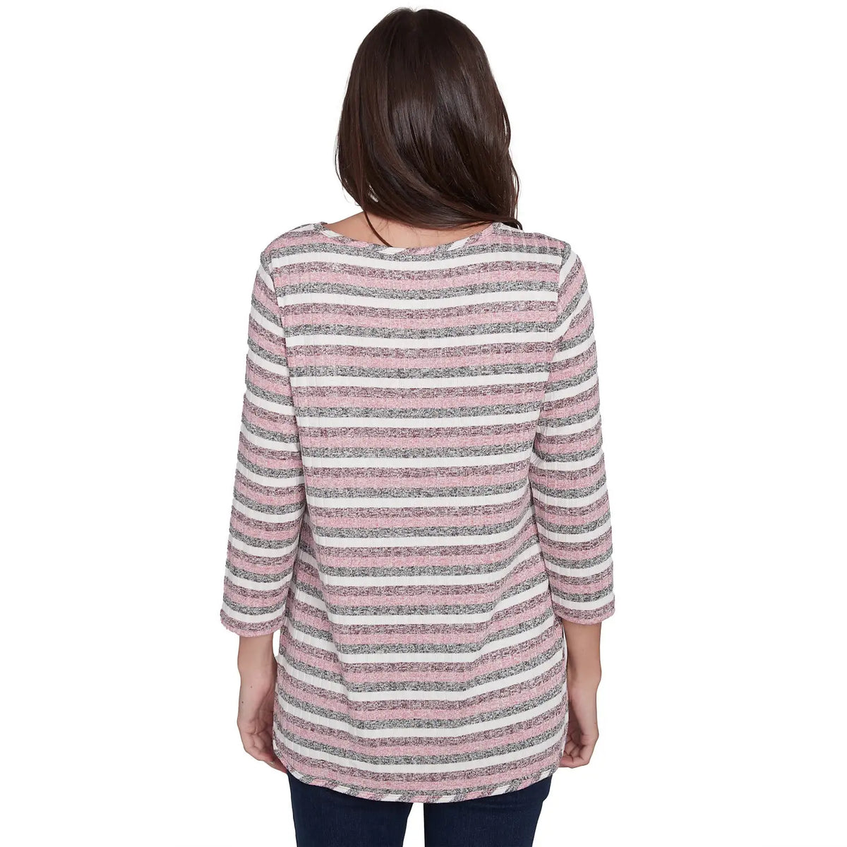 Top de punto acanalado con rayas jaspeadas y cuello barco Pome Granate Multi - Ruby Rd