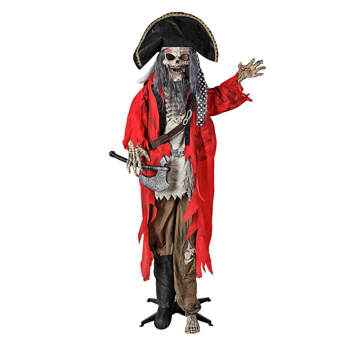 Pirata Esqueleto de Plástico Animado de 6 Pies