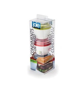 Juego de tres recipientes para condimentos portátiles