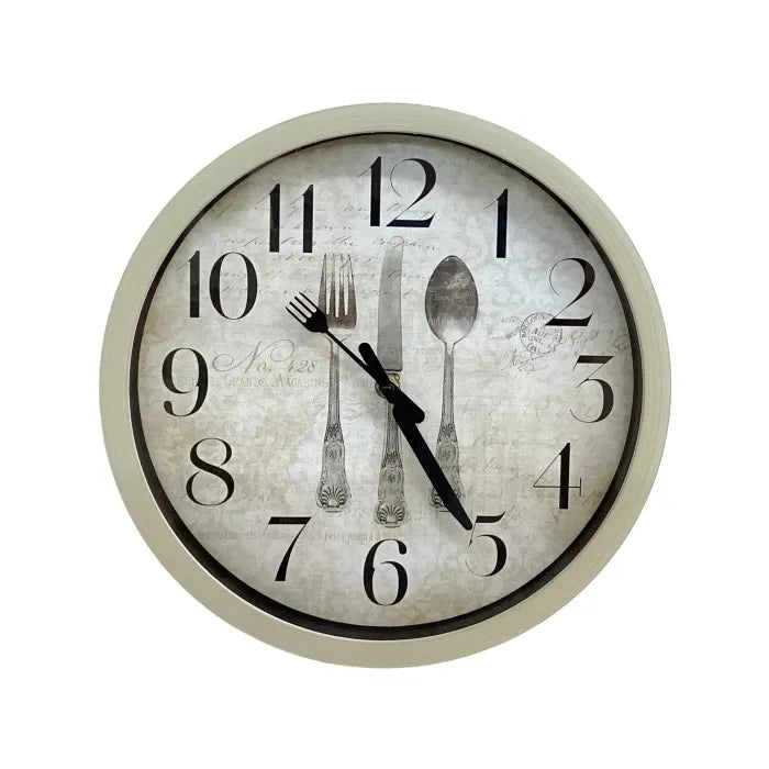Reloj de pared redondo de 30 cm color crema - Negro