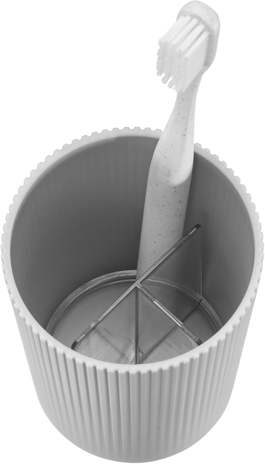 Fluted Toothbrush Holder Grey/Clear