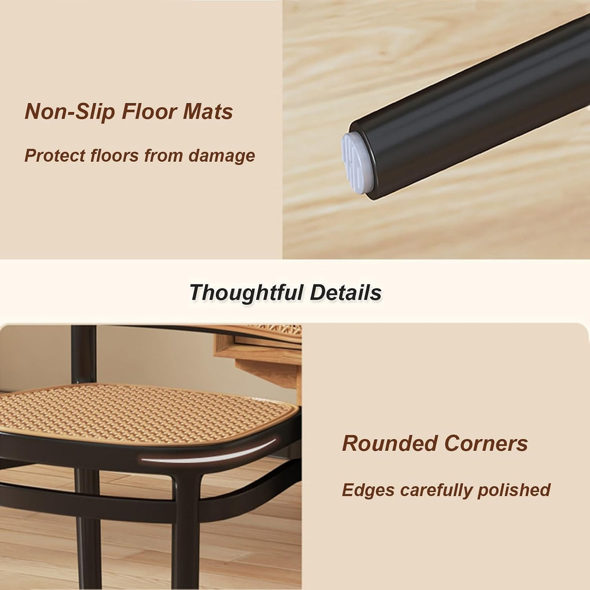 Commercial Rattan -Style Stackable Plastic Dining Chair Brown