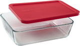 Paquete económico de 6 recipientes rectangulares para alimentos con tapas rojas de ajuste perfecto transparente/rojo