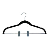 Black - Set of 10 Velvet Hangers with Clips