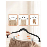 Black - Set of 10 Velvet Hangers with Clips