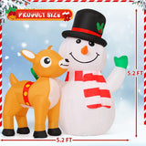 Muñeco de Nieve Hinchable de 1.58m de Alto con Luces LED