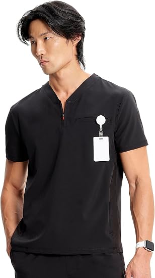 Men's  Partial Zip Top Black