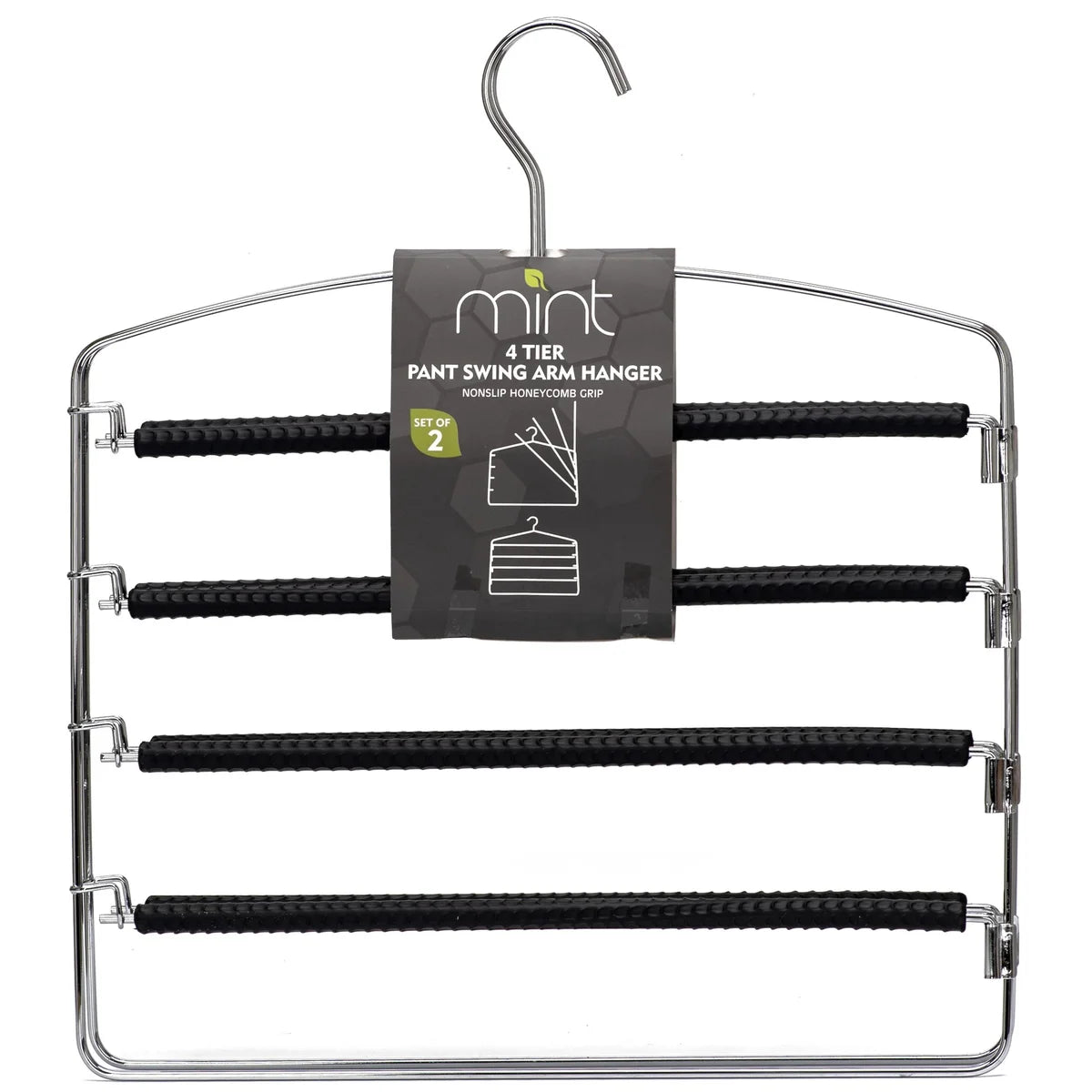 Percha para pantalones de 4 niveles negra/cromada S/2