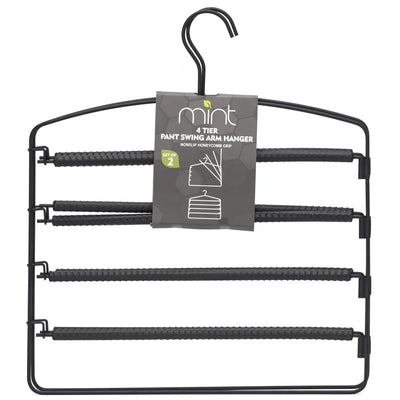 Colgador de pantalones de 4 niveles en negro/negro mate, juego de 2