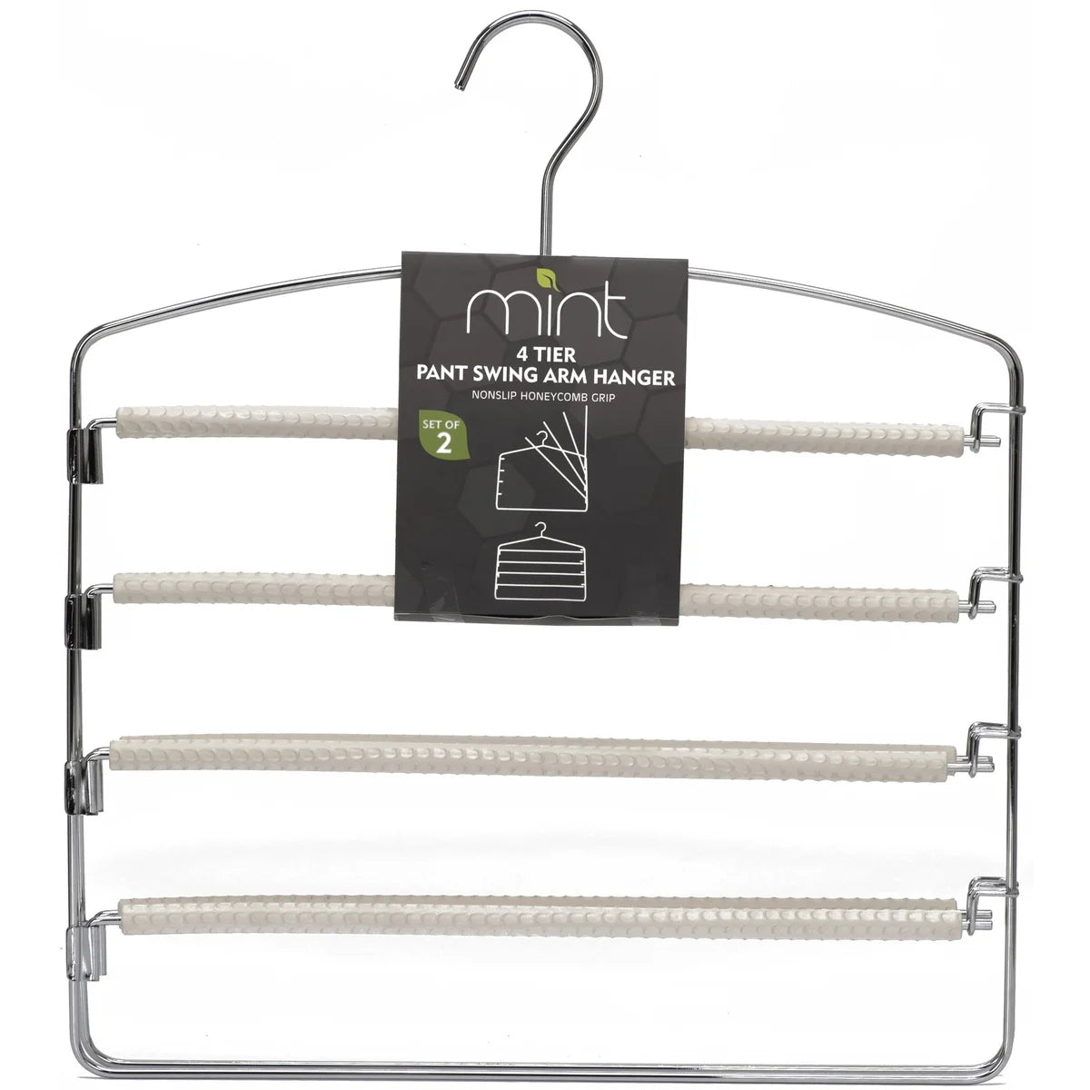 Blanco/Cromo S/2 Colgador de pantalones de 4 niveles