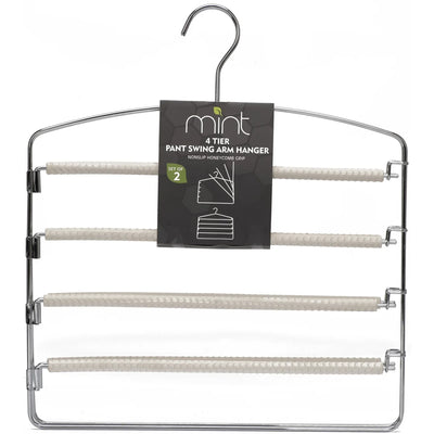 Blanco/Cromo S/2 Colgador de pantalones de 4 niveles