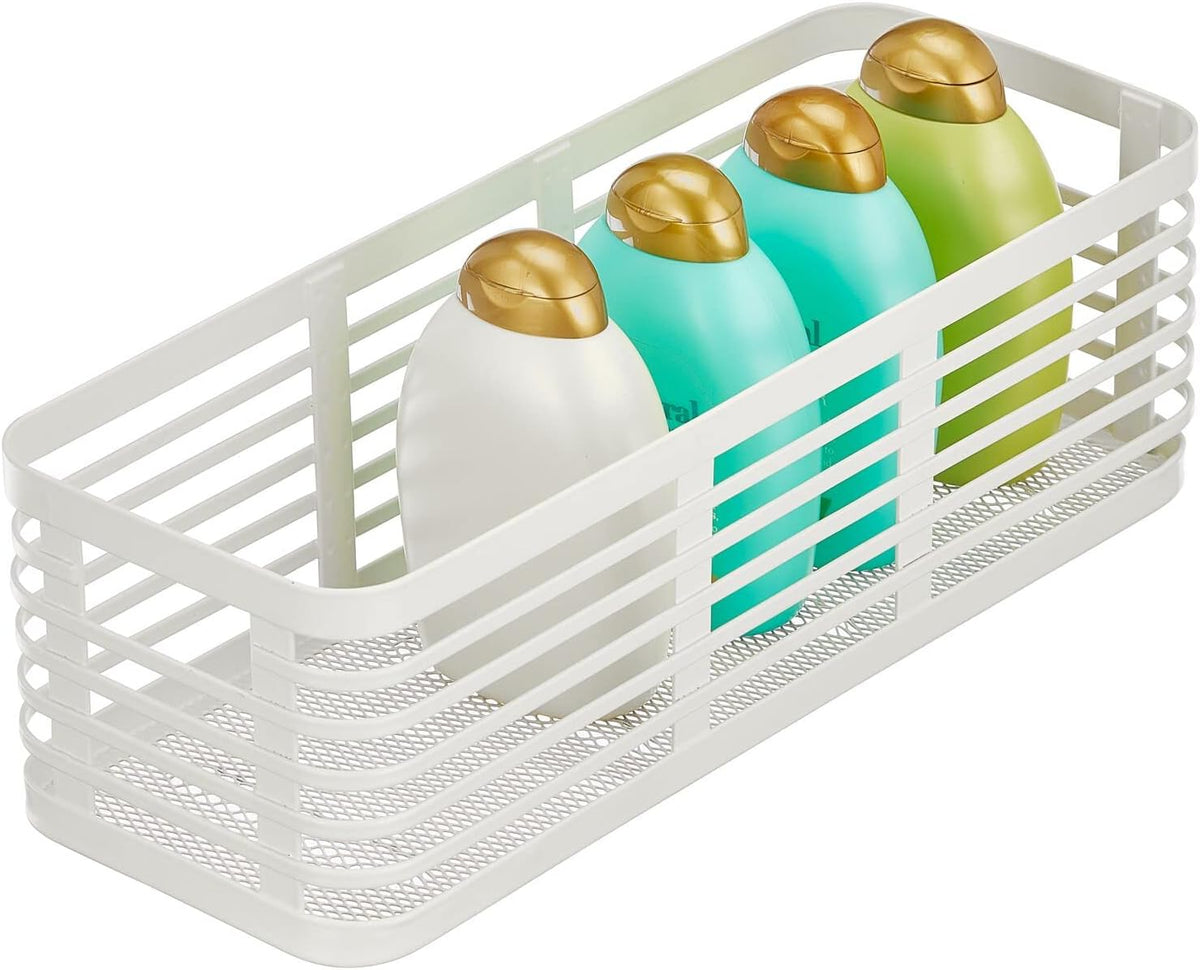 Cesta de acero blanca de 16 x 5 x 6