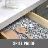 Grip Prints Non-Adhesive Shelf Liner, Carrara Tile Charcoal 12 in x 8ft