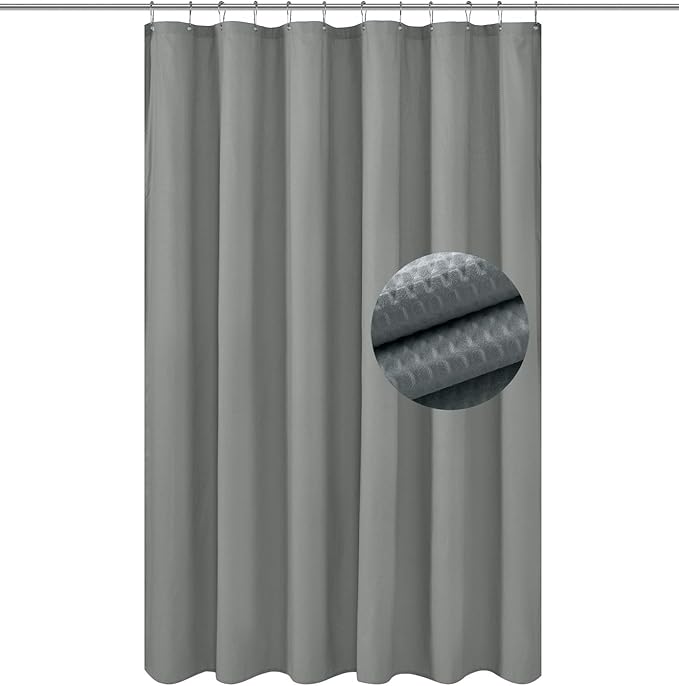 Gris - Cortina de ducha de tela de microfibra suave repujada de 70x72"