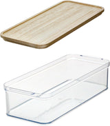 Cesto Crisp 6 x 14.5 con tapa de madera transparente/natural