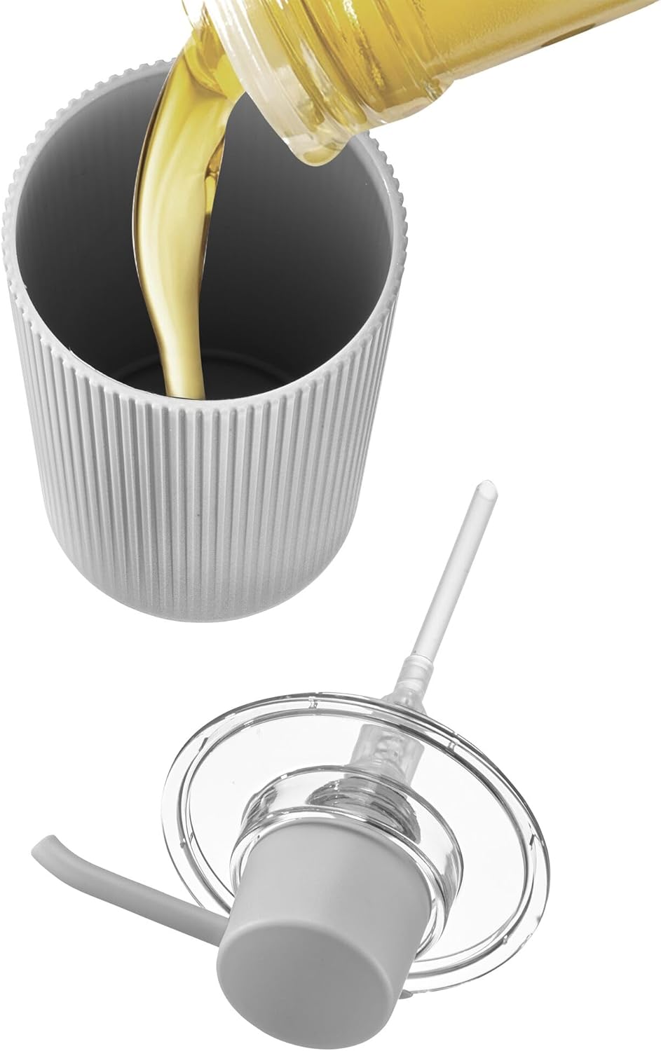 Dispensador de jabón estriado gris/transparente