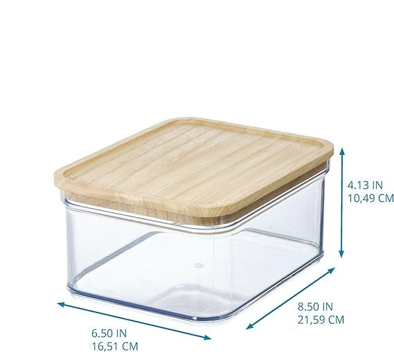 Contenedor Crisp 8x8 con tapa de madera transparente/natural