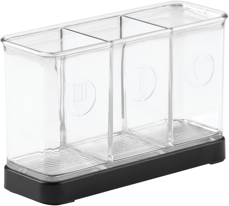 Organizador de cubiertos Forma 2, negro mate/transparente