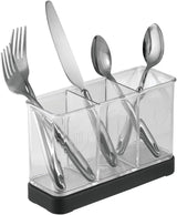 Organizador de cubiertos Forma 2, negro mate/transparente