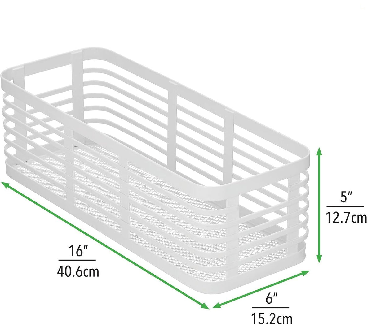 Cesta de acero blanca de 16 x 5 x 6
