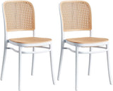 Commercial Rattan -Style Stackable Plastic Dining Chair White