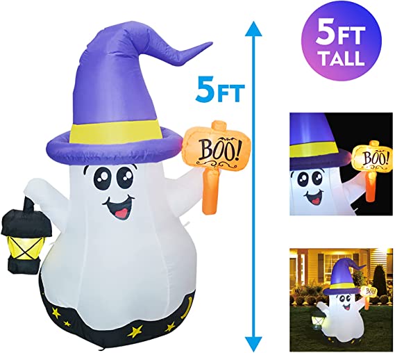 Fantasma Mago Hinchable de 1,5 m con Luz de Mano