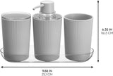 Fluted Soap Pump Set with Tray Grey/Clear