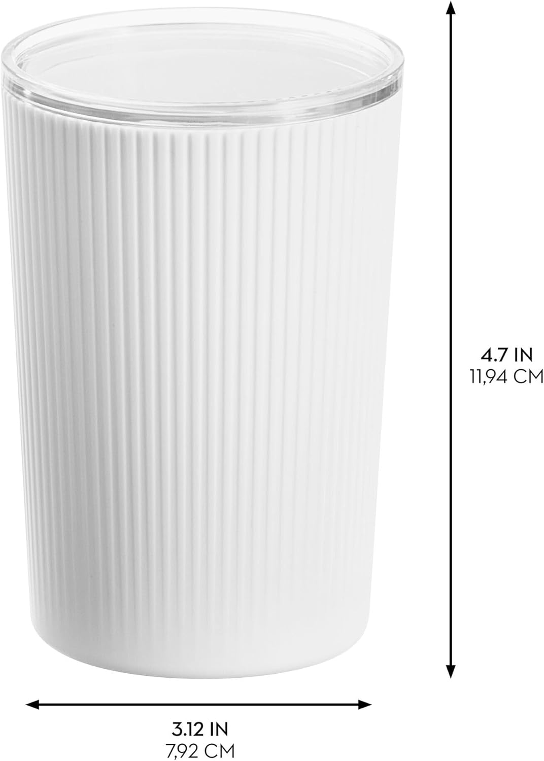 Fluted Canister White/Clear