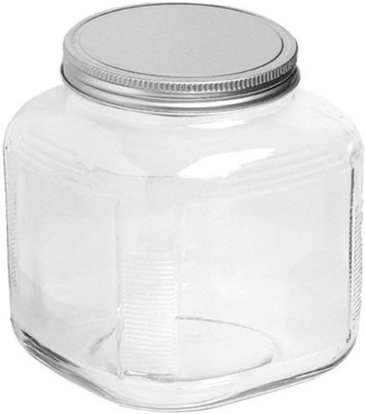 1 gal. Cracker Jar with/Brushed Metal Lid Clear