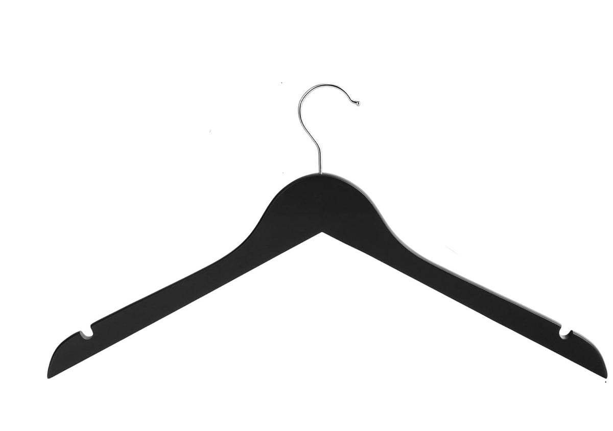 Negro Mate/Cromo - Percha de Madera S/10 para Camisas