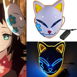 Máscara de gato de anime con luz de flor