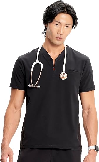 Men's  Partial Zip Top Black