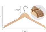 Natural brillante/Cromado - Percha de madera para camisas P/5