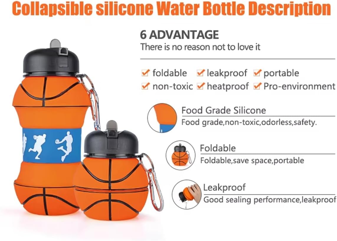 Botella plegable de baloncesto de 550 ml